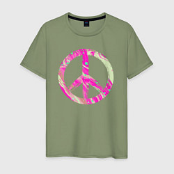Футболка хлопковая мужская Pink peace, цвет: авокадо