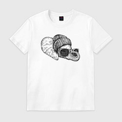 Футболка хлопковая мужская Слоненок-хипстер, цвет: белый