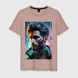 Футболка хлопковая мужская Cyber dude - ai art, цвет: пыльно-розовый