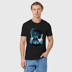 Футболка хлопковая мужская Девушка город, цвет: черный — фото 2