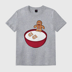 Футболка хлопковая мужская Человечек пряник, цвет: меланж