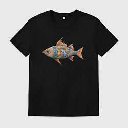 Футболка хлопковая мужская Рыба фантастическая, цвет: черный