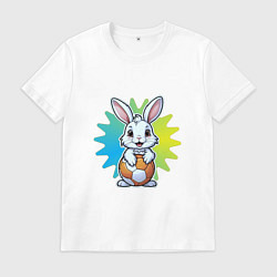Футболка хлопковая мужская Зайчик и мячик, цвет: белый