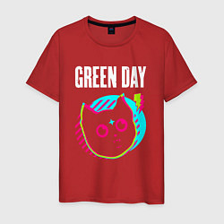 Футболка хлопковая мужская Green Day rock star cat, цвет: красный