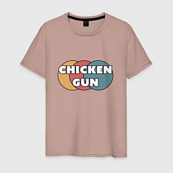 Футболка хлопковая мужская Chicken gun круги, цвет: пыльно-розовый