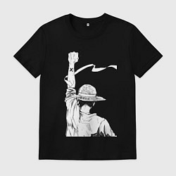 Футболка хлопковая мужская Ван Пис Луффи Монки Д, цвет: черный