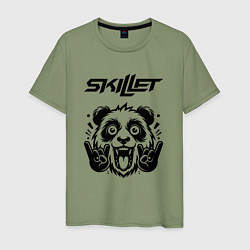 Футболка хлопковая мужская Skillet - rock panda, цвет: авокадо