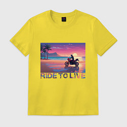 Футболка хлопковая мужская Ride to live, цвет: желтый