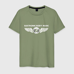 Футболка хлопковая мужская EBM - Electronic body music white, цвет: авокадо