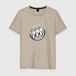 Футболка хлопковая мужская Buick logo металик, цвет: миндальный