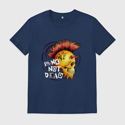 Футболка хлопковая мужская Череп панка с рогами, цвет: тёмно-синий