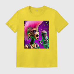 Футболка хлопковая мужская Barbie and punks not dead, цвет: желтый