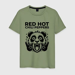 Футболка хлопковая мужская Red Hot Chili Peppers - rock panda, цвет: авокадо