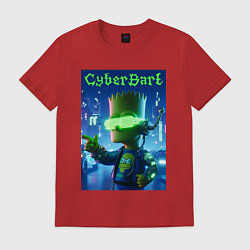 Футболка хлопковая мужская Cyber Bart - neon glow ai art, цвет: красный