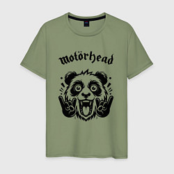 Футболка хлопковая мужская Motorhead - rock panda, цвет: авокадо