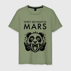 Футболка хлопковая мужская Thirty Seconds to Mars - rock panda, цвет: авокадо