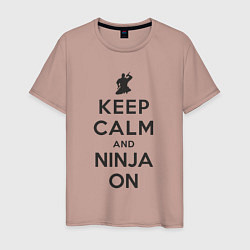 Футболка хлопковая мужская Keep calm and ninja on, цвет: пыльно-розовый