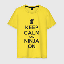 Футболка хлопковая мужская Keep calm and ninja on, цвет: желтый