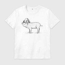 Футболка хлопковая мужская Новогодний минипиг, цвет: белый