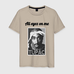 Футболка хлопковая мужская 2pac Art All eayz on me, цвет: миндальный