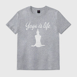 Футболка хлопковая мужская Yoga is life, цвет: меланж