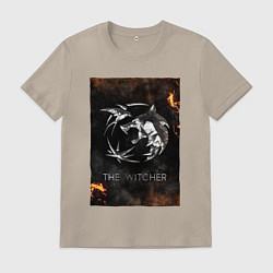 Футболка хлопковая мужская The Witcher - Logo, цвет: миндальный