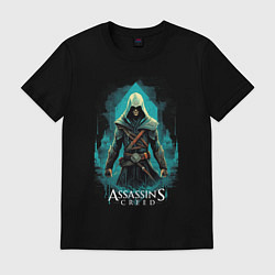 Футболка хлопковая мужская Assassins creed изумрудный туман, цвет: черный