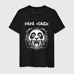 Футболка хлопковая мужская Papa Roach rock panda, цвет: черный