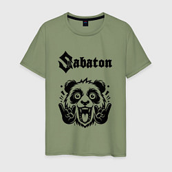 Футболка хлопковая мужская Sabaton - rock panda, цвет: авокадо