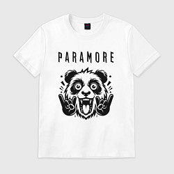 Футболка хлопковая мужская Paramore - rock panda, цвет: белый