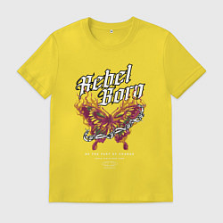 Футболка хлопковая мужская Рожденный мятежником, цвет: желтый