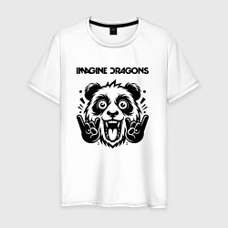 Футболка хлопковая мужская Imagine Dragons - rock panda, цвет: белый