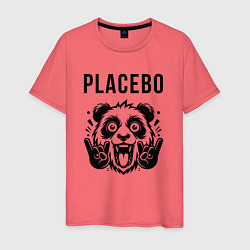 Футболка хлопковая мужская Placebo - rock panda, цвет: коралловый