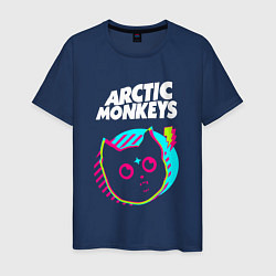 Футболка хлопковая мужская Arctic Monkeys rock star cat, цвет: тёмно-синий