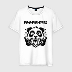 Футболка хлопковая мужская Foo Fighters - rock panda, цвет: белый