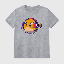 Футболка хлопковая мужская Рыбка пухляш, цвет: меланж