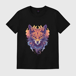 Футболка хлопковая мужская Foxs Fiery Head, цвет: черный