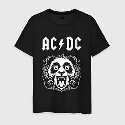 Футболка хлопковая мужская AC DC rock panda, цвет: черный