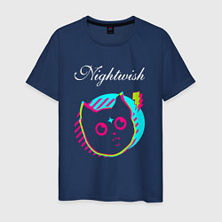 Футболка хлопковая мужская Nightwish rock star cat, цвет: тёмно-синий