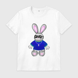 Футболка хлопковая мужская Кролик с цепочкой, цвет: белый