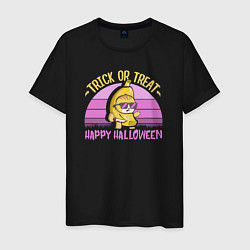 Футболка хлопковая мужская Trick or treat happy halloween colored, цвет: черный