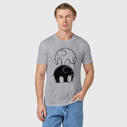 Футболка хлопковая мужская Cute elephants, цвет: меланж — фото 2