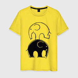 Футболка хлопковая мужская Cute elephants, цвет: желтый