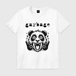 Футболка хлопковая мужская Garbage - rock panda, цвет: белый