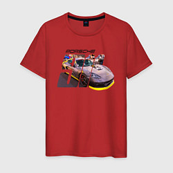 Футболка хлопковая мужская Спортивный автомобиль Порше, цвет: красный