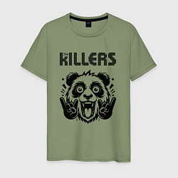 Футболка хлопковая мужская The Killers - rock panda, цвет: авокадо
