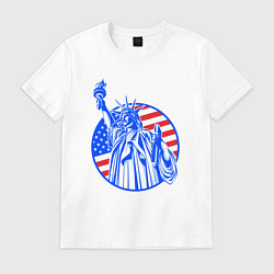 Футболка хлопковая мужская USA statue of liberty, цвет: белый