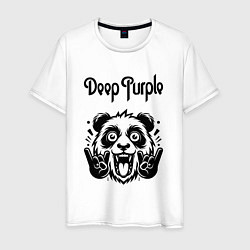 Футболка хлопковая мужская Deep Purple - rock panda, цвет: белый