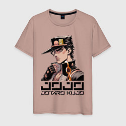 Футболка хлопковая мужская Jotaro Kujo - Jojo ai art, цвет: пыльно-розовый