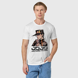 Футболка хлопковая мужская Jotaro Kujo - Jojo ai art, цвет: белый — фото 2